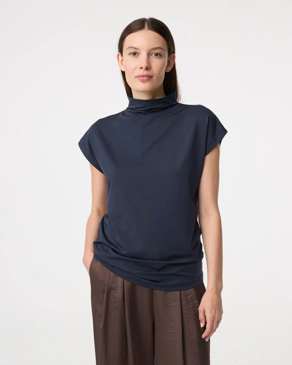 KNIT-TED NAVY MIRRE TOP