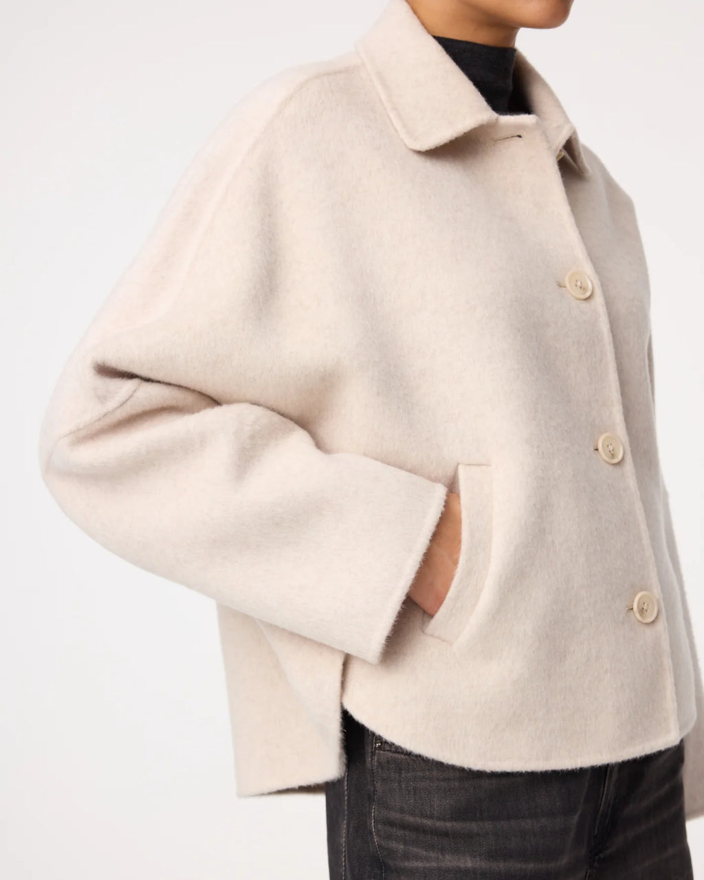 KNIT-TED CREAM WOOL JACKET - White Bicycle
