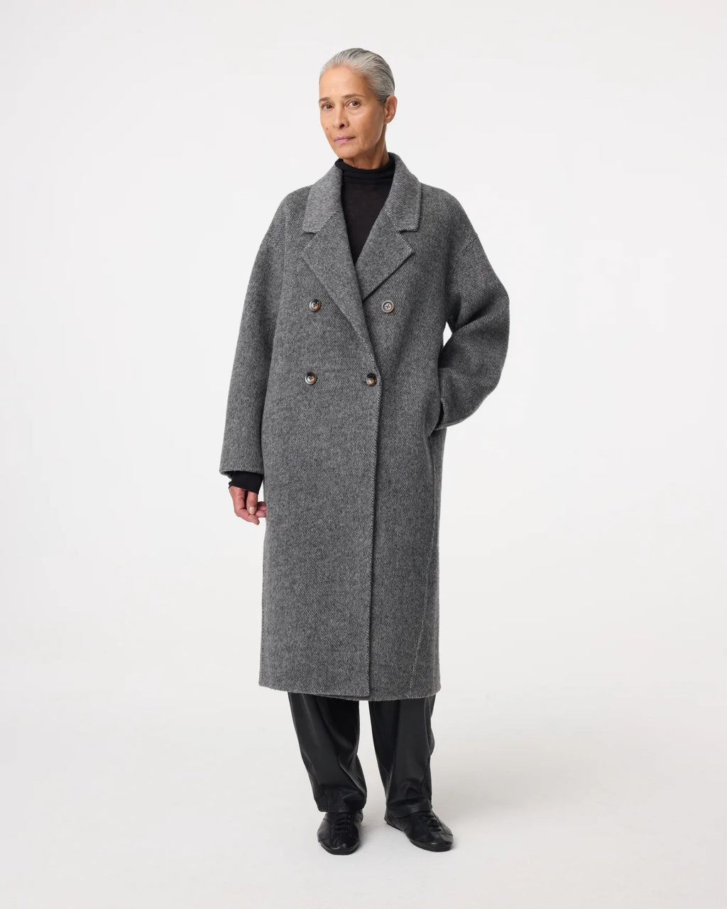 KNIT-TED GREY FAREL WOOL COAT