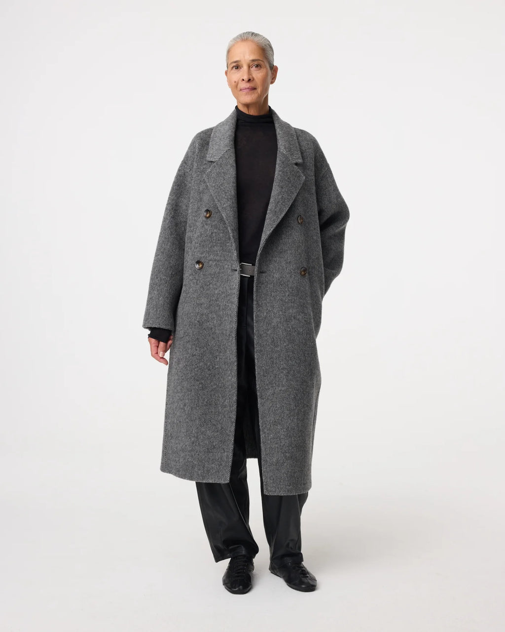 KNIT-TED GREY FAREL WOOL COAT