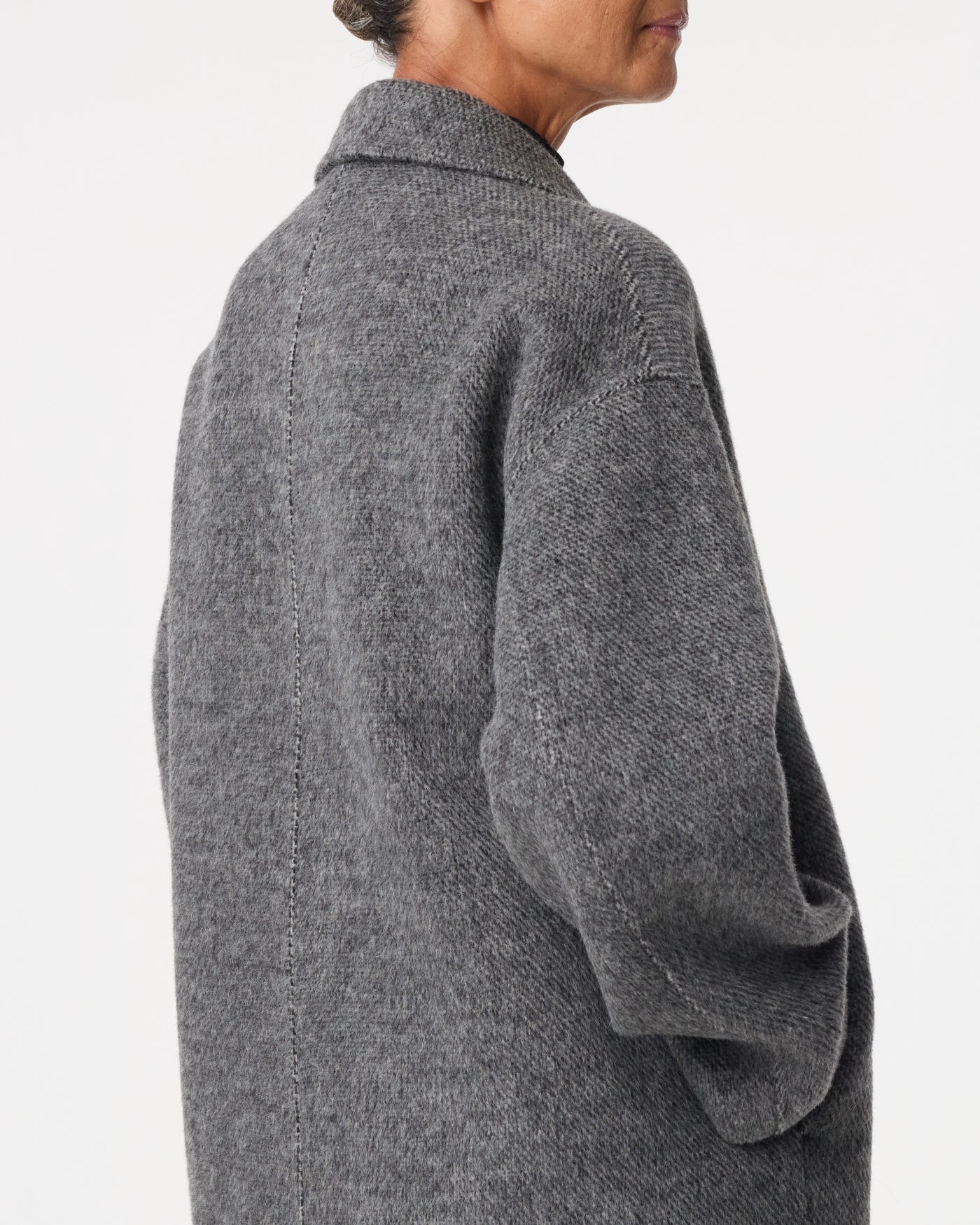 KNIT-TED GREY FAREL WOOL COAT