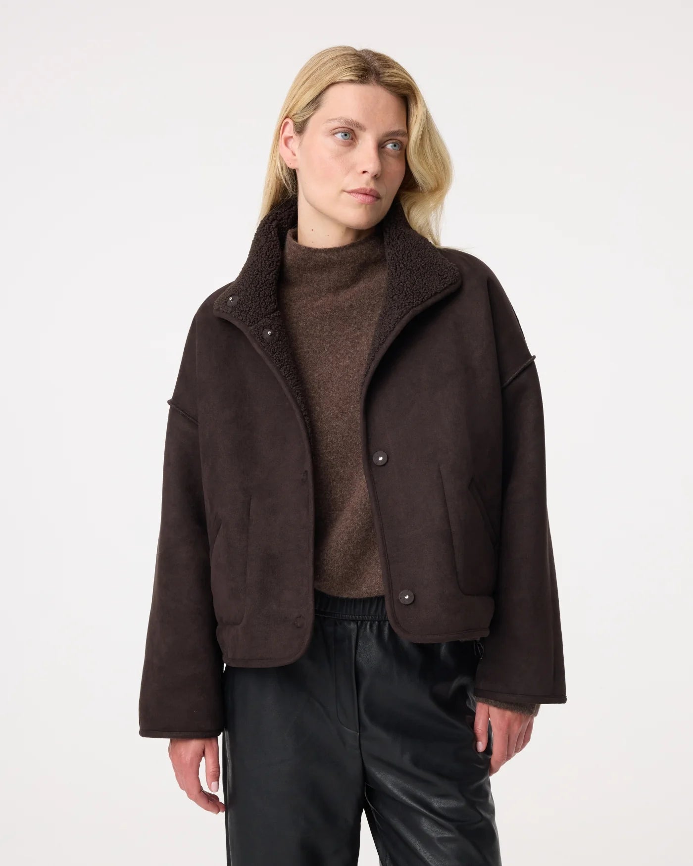 KNIT-TED CHOCOLATE REVERSIBLE TEDDY JIL JACKET