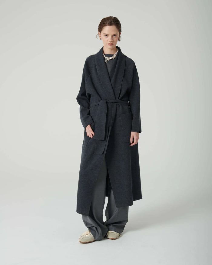 BEATRICE B LONG GREY CARDIGAN