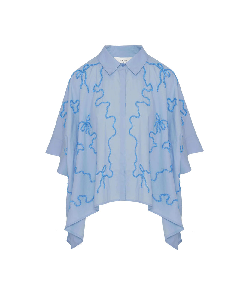 BEATRICE B BLUE SEQUIN SHIRT