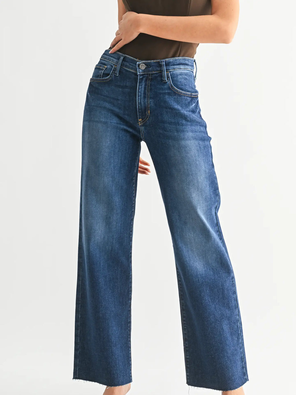 JUST BLACK DENIM SCISSOR CUT PALAZZO JEAN - White Bicycle