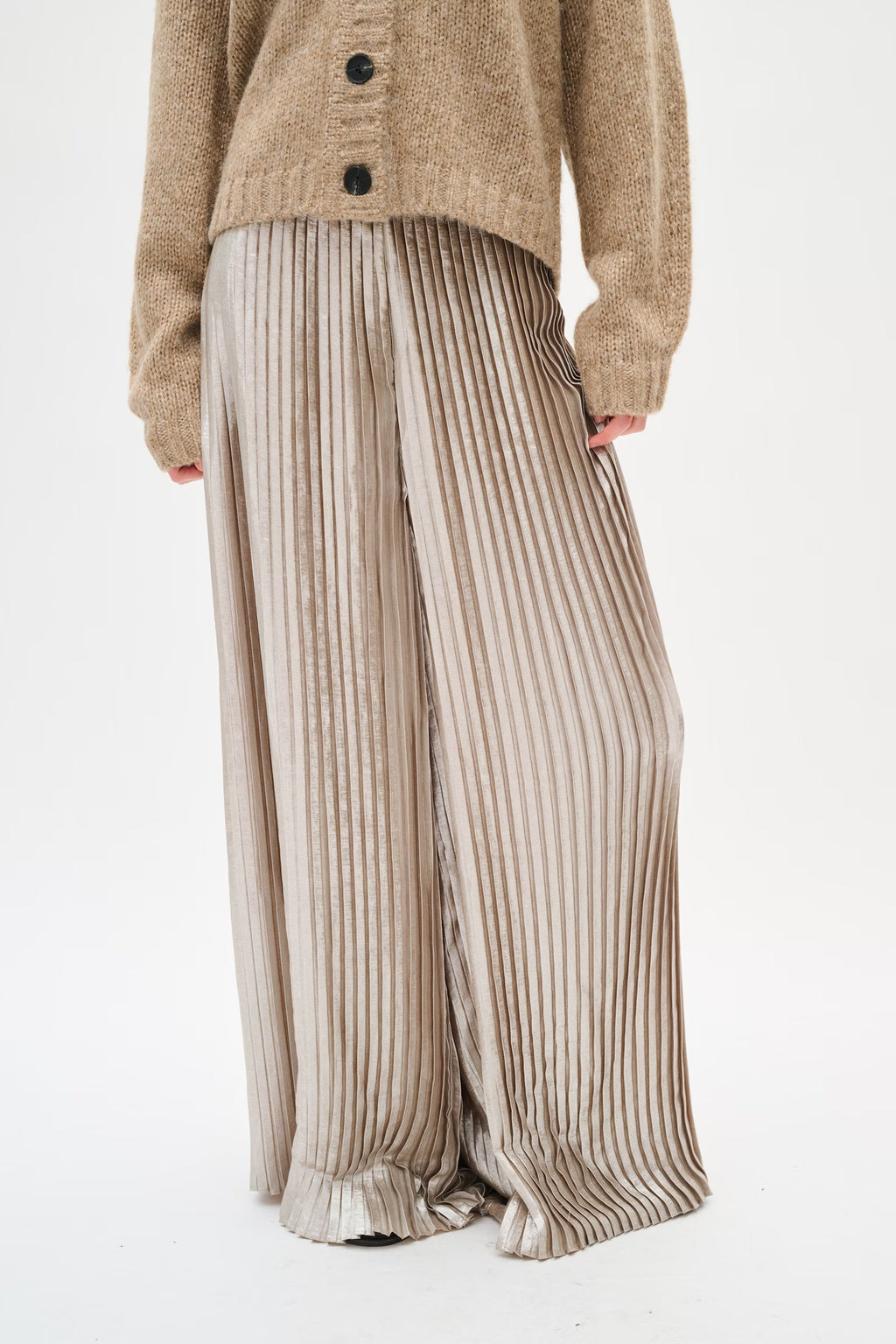 INWEAR SOFT GOLD WIDE PLEAT TROUSER - White Bicycle