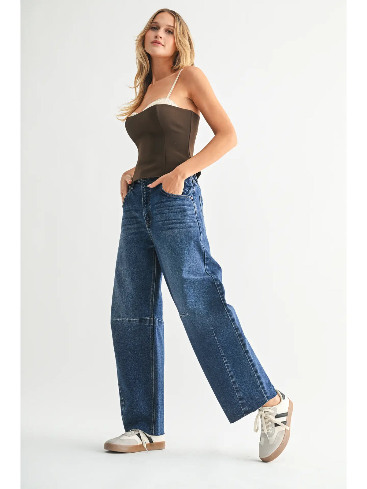 JUST BLACK DENIM BARREL JEAN - White Bicycle