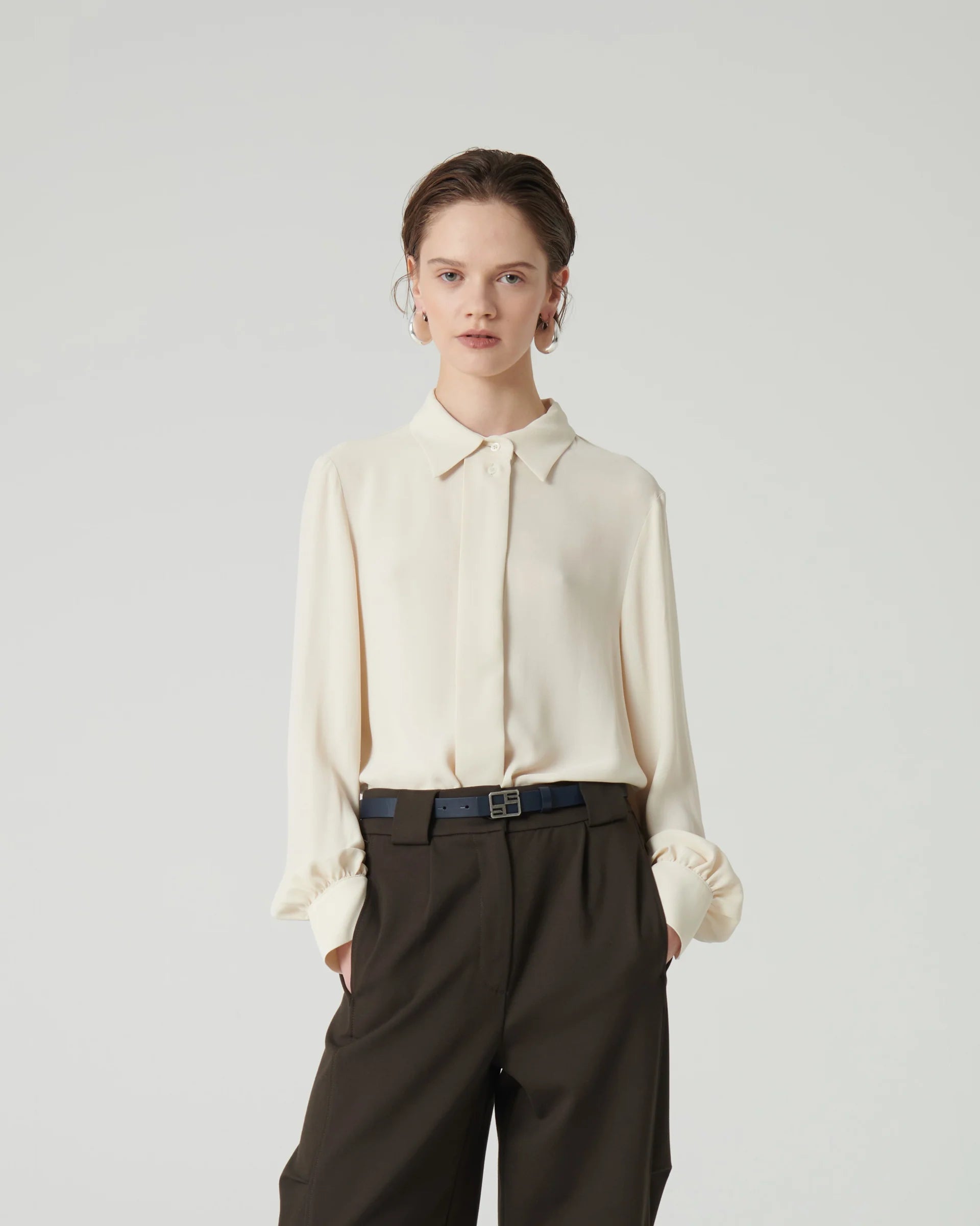 BEATRICE B CREAM GEORGETTE SHIRT - White Bicycle