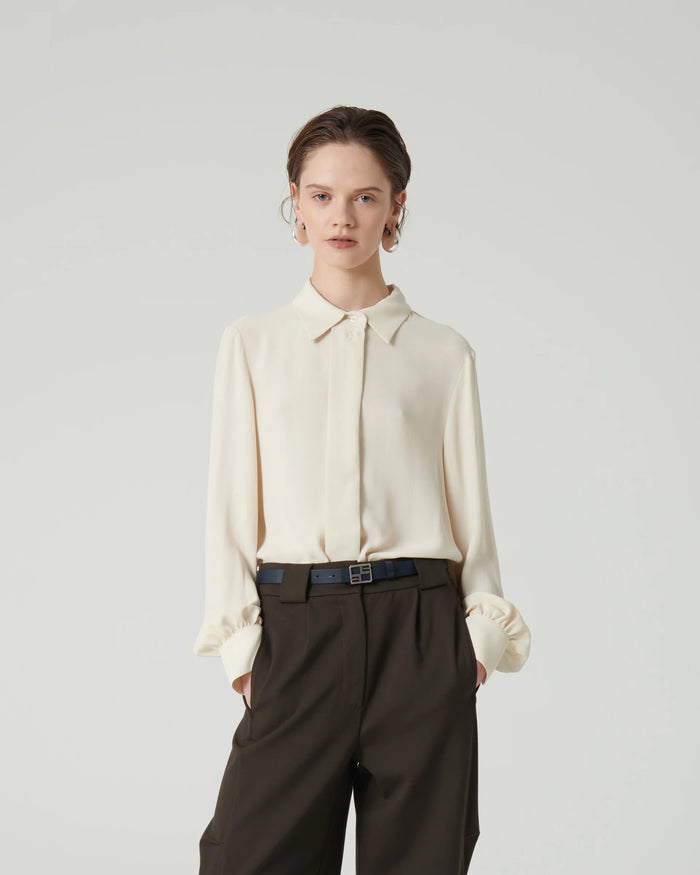 BEATRICE B CREAM GEORGETTE SHIRT