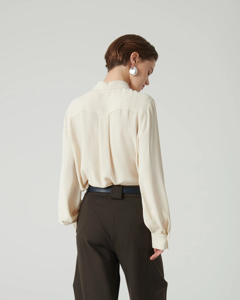 BEATRICE B CREAM GEORGETTE SHIRT