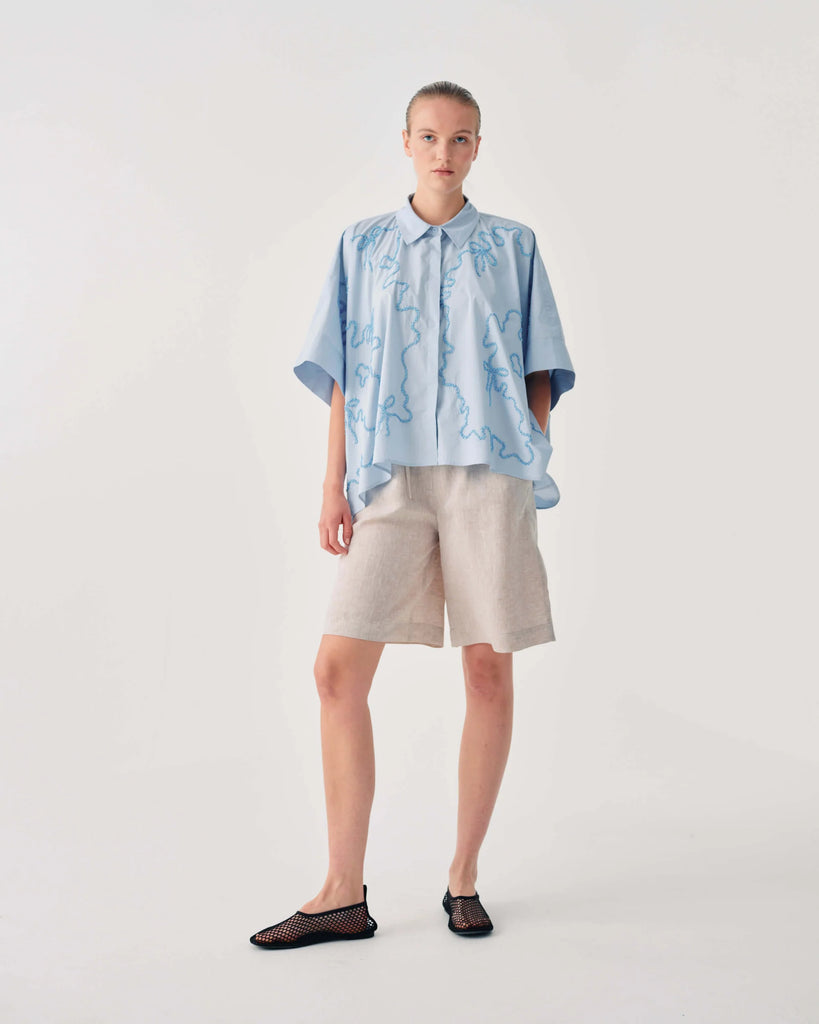 BEATRICE B BLUE SEQUIN SHIRT