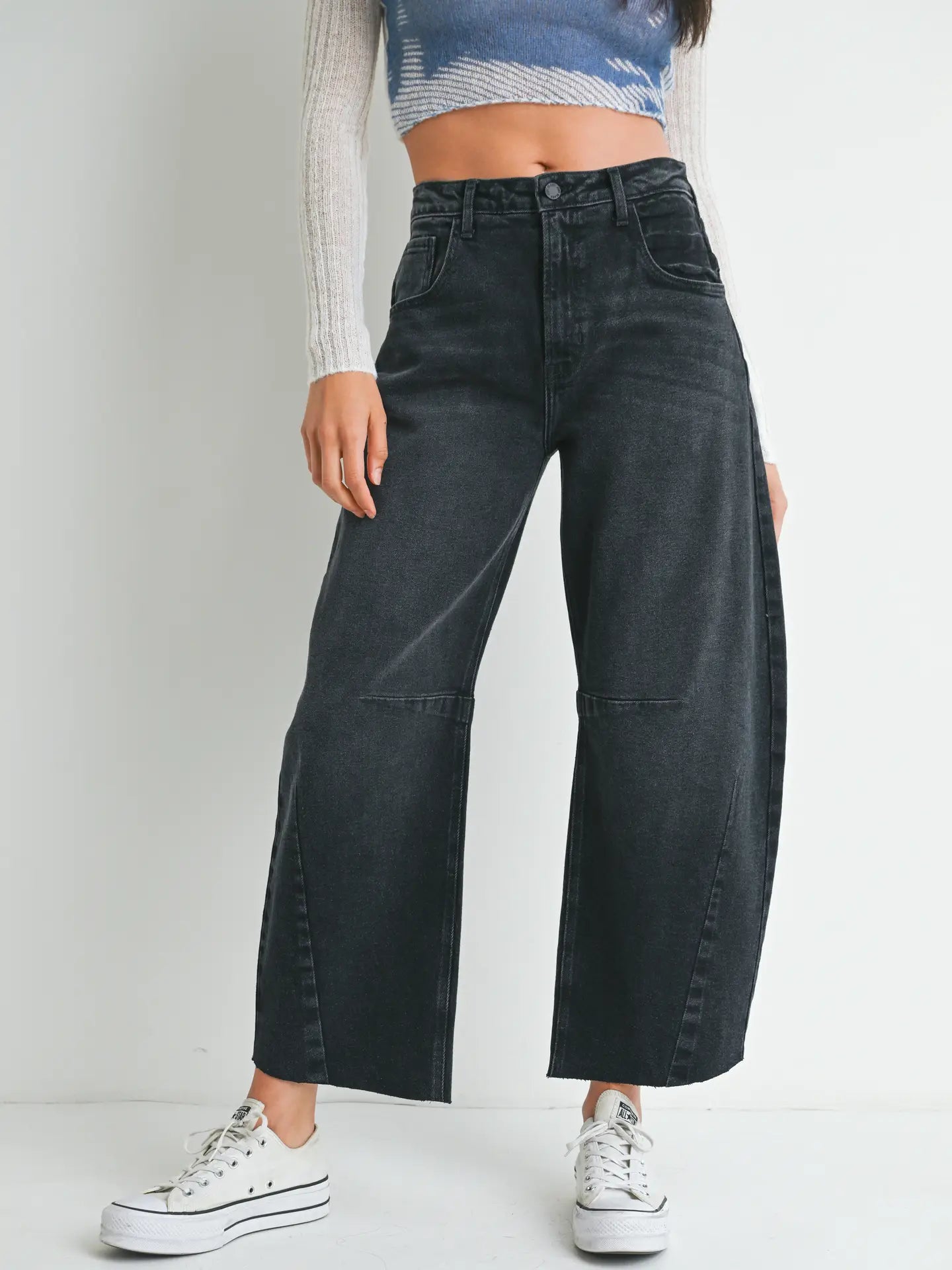JBD WASHED BLACK DENIM BARREL JEAN 473J - White Bicycle