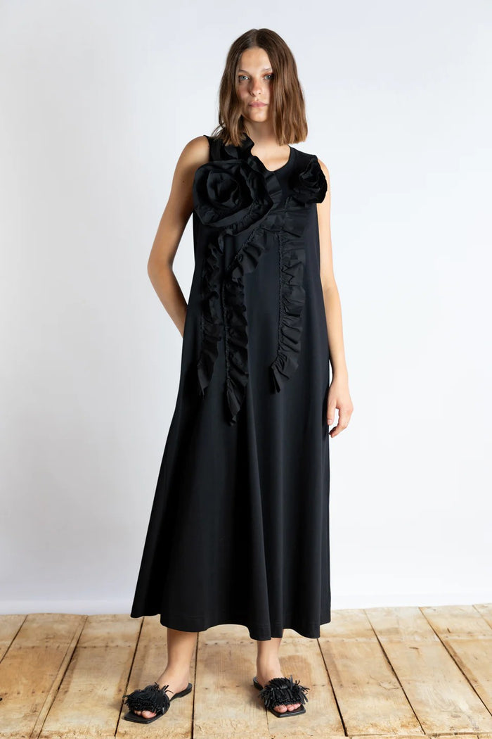 PSOPHIA BLACK CASCADING DRESS