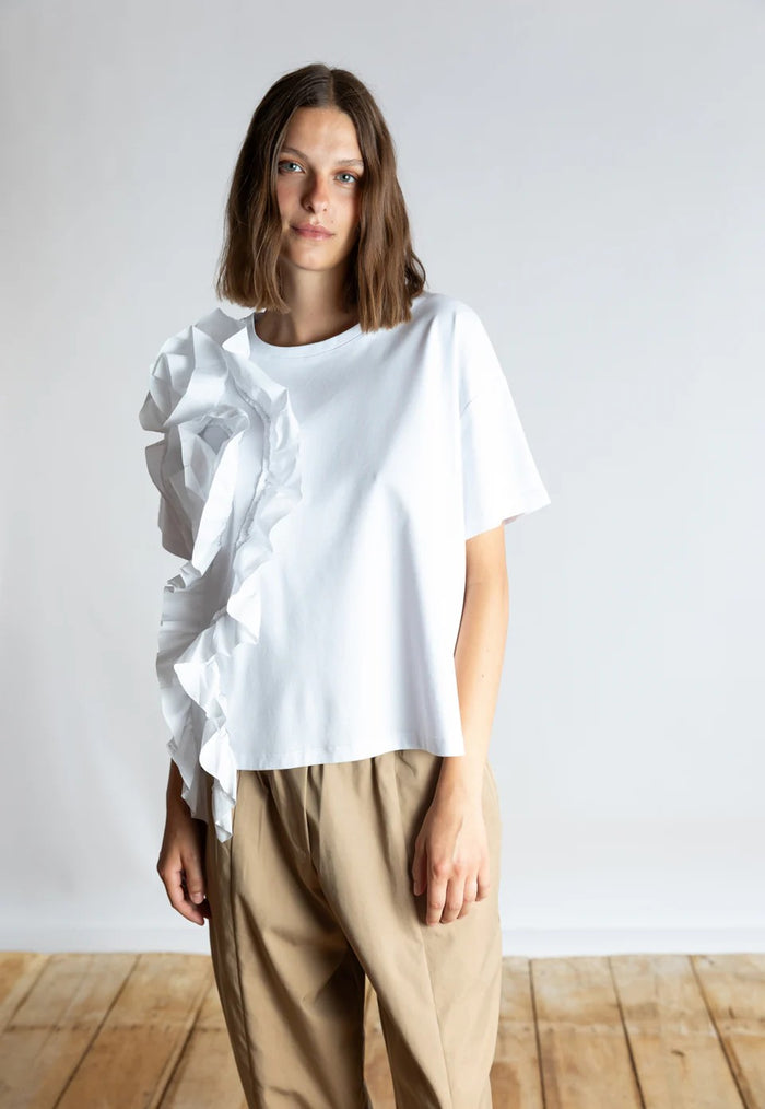 PSOPHIA WHITE  CASCADING FLOWER TEE