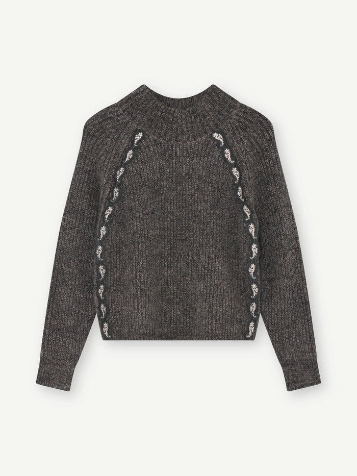 GUSTAV BROWN KNIT WITH SHOULDER DETAIL