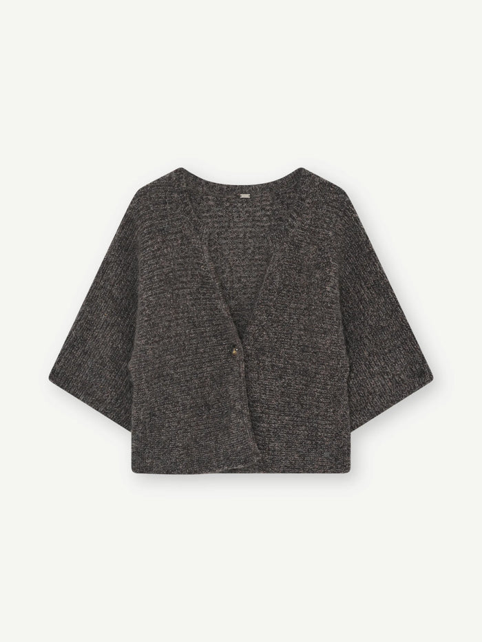 GUSTAV DARK BROWN WIDE SLEEVE CARDIGAN