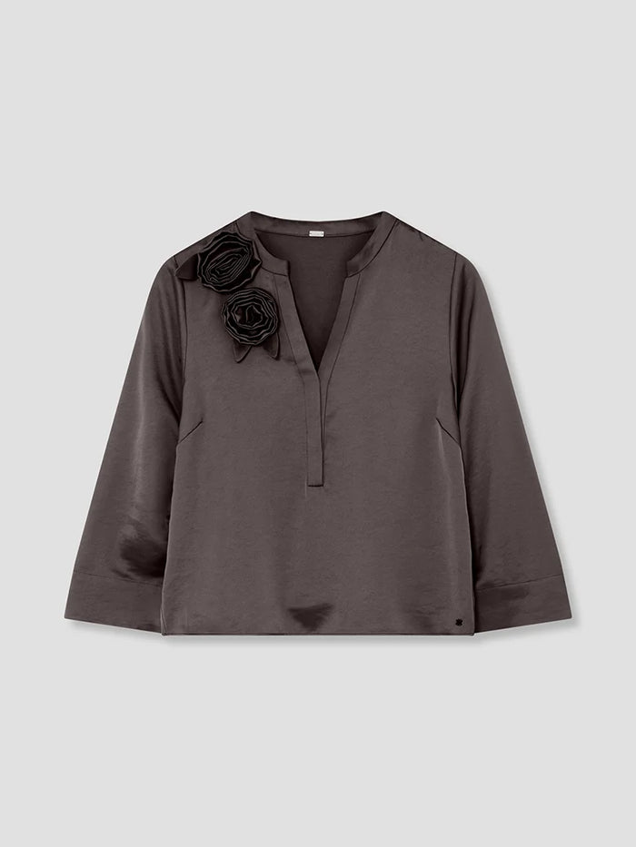 GUSTAV BROWN SATIN BLOUSE