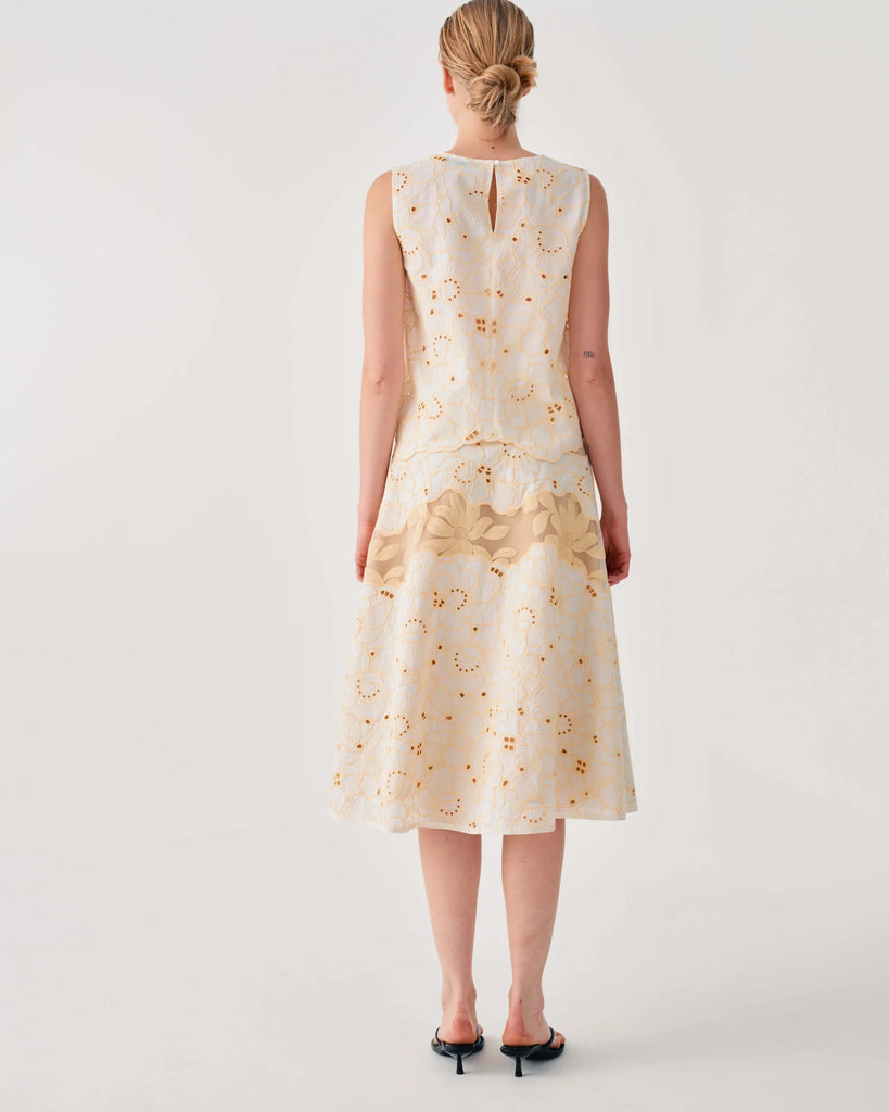 BEATRICE B YELLOW EMBROIDERED SKIRT
