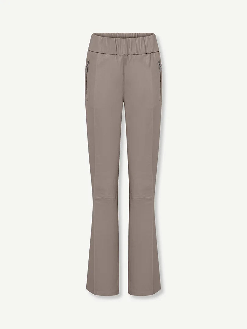 GUSTAV SOFT TAUPE LEATHER TROUSER