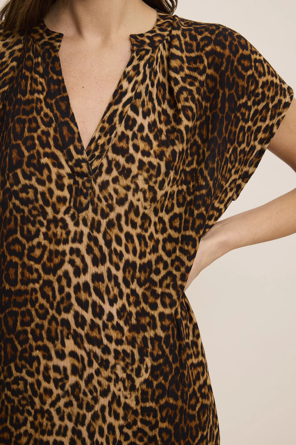 FIVE LEOPARD TUNIC DRESS - White Bicycle