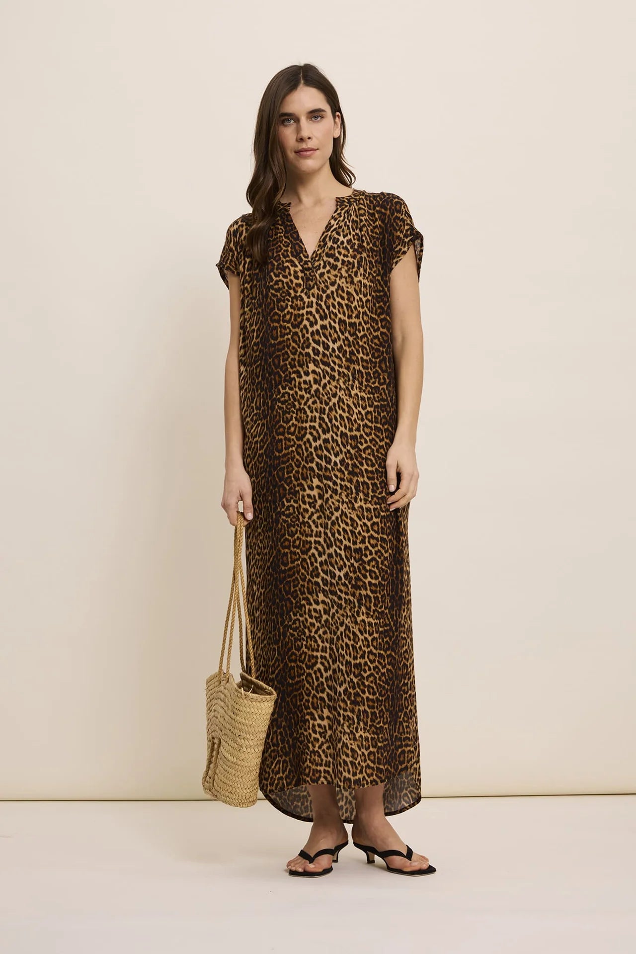 FIVE LEOPARD TUNIC DRESS - White Bicycle