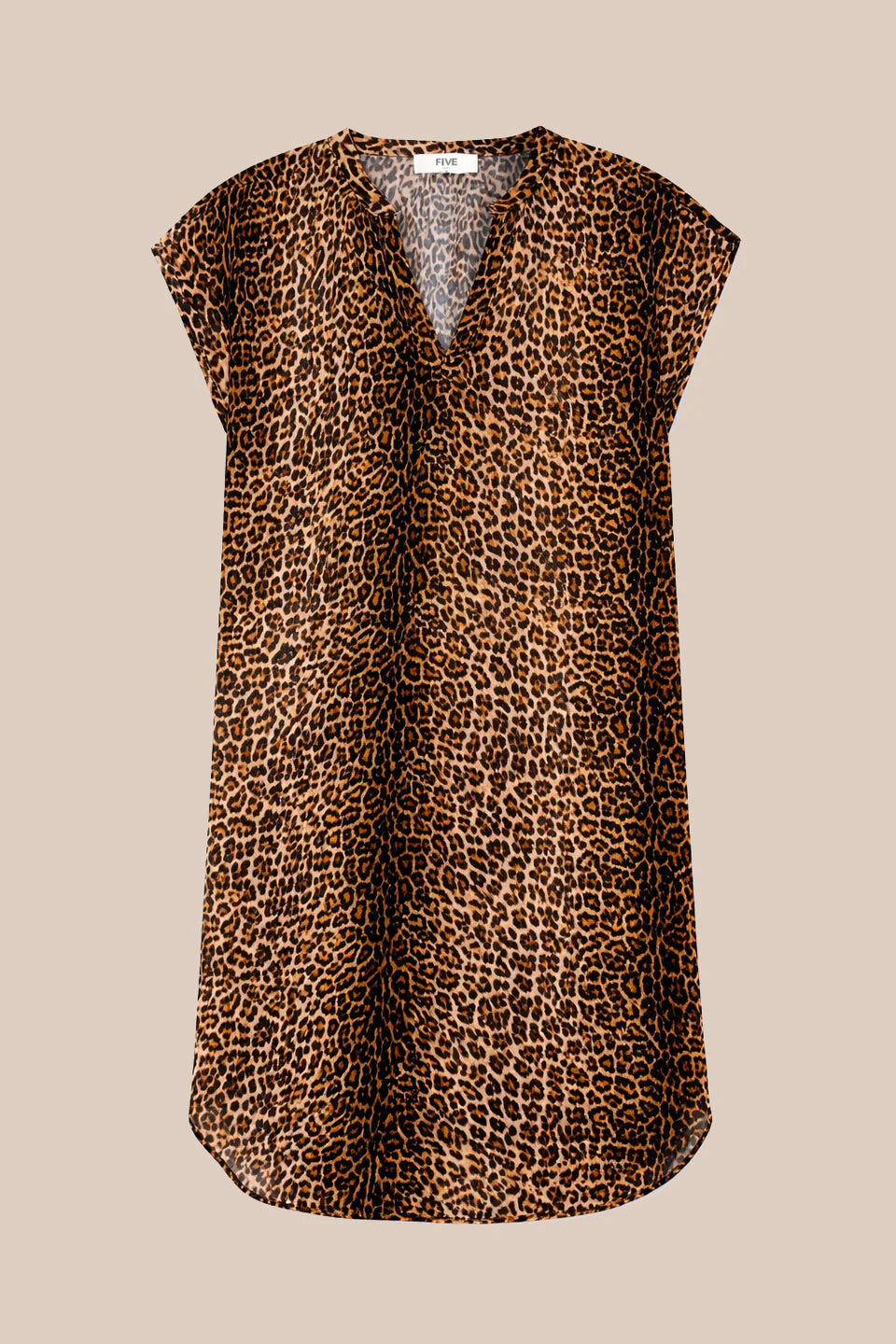 FIVE LEOPARD TUNIC DRESS - White Bicycle