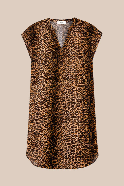 FIVE LEOPARD TUNIC DRESS - White Bicycle