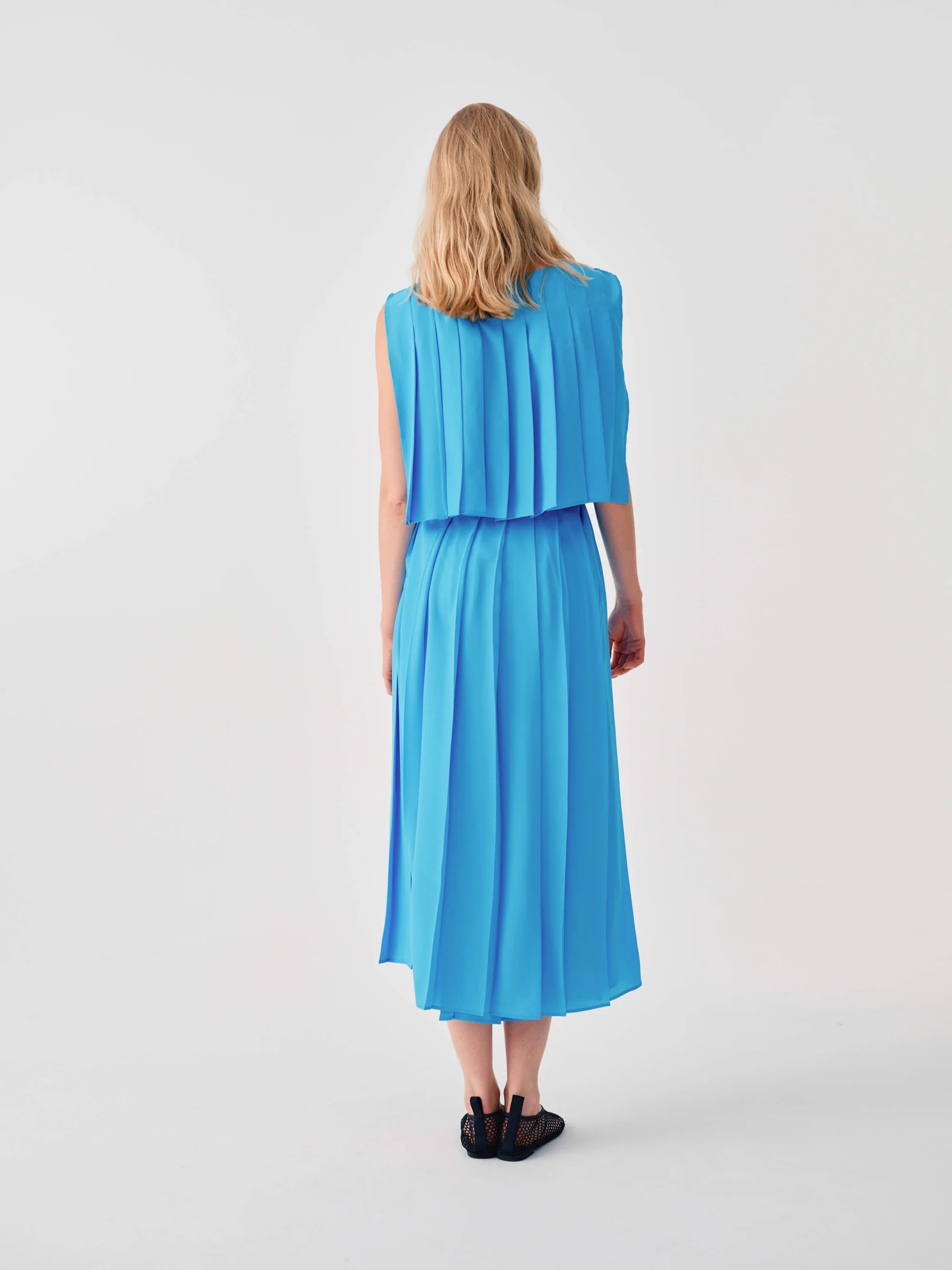 BEATRICE B BLUE PLEAT DRESS - White Bicycle