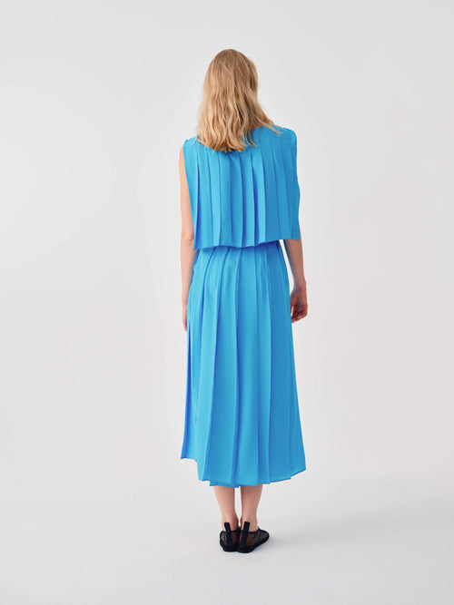 BEATRICE B BLUE PLEAT DRESS - White Bicycle