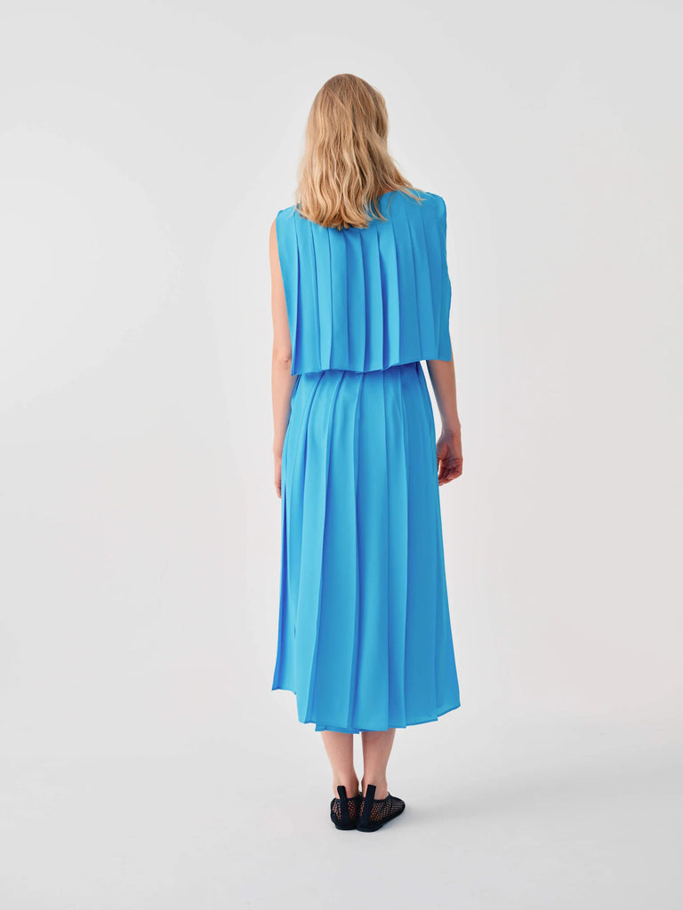 BEATRICE B BLUE PLEAT DRESS