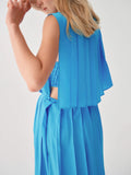 BEATRICE B BLUE PLEAT DRESS - White Bicycle