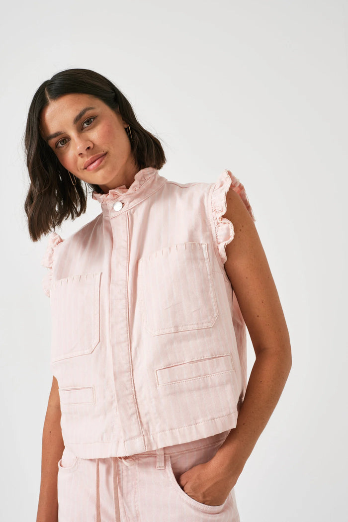 SEVENTY AND MOCHI PABLO PINK STRIPE WAISTCOAT