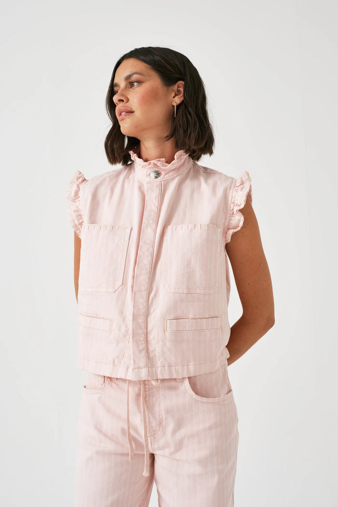 SEVENTY AND MOCHI PABLO PINK STRIPE WAISTCOAT