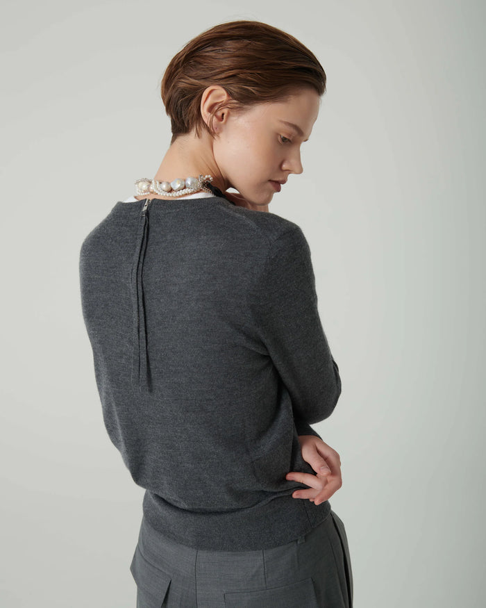 BEATRICE B GREY ZIP BACK KNIT