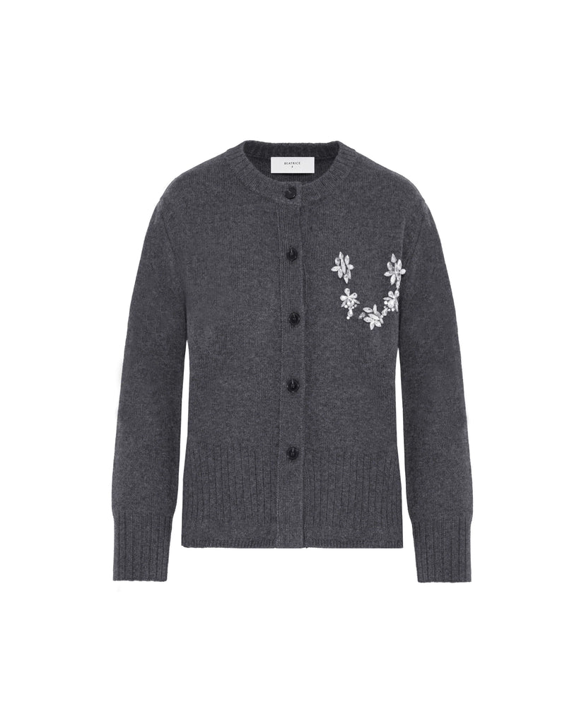 BEATRICE B GREY CASHMERE BLEND CARDIGAN