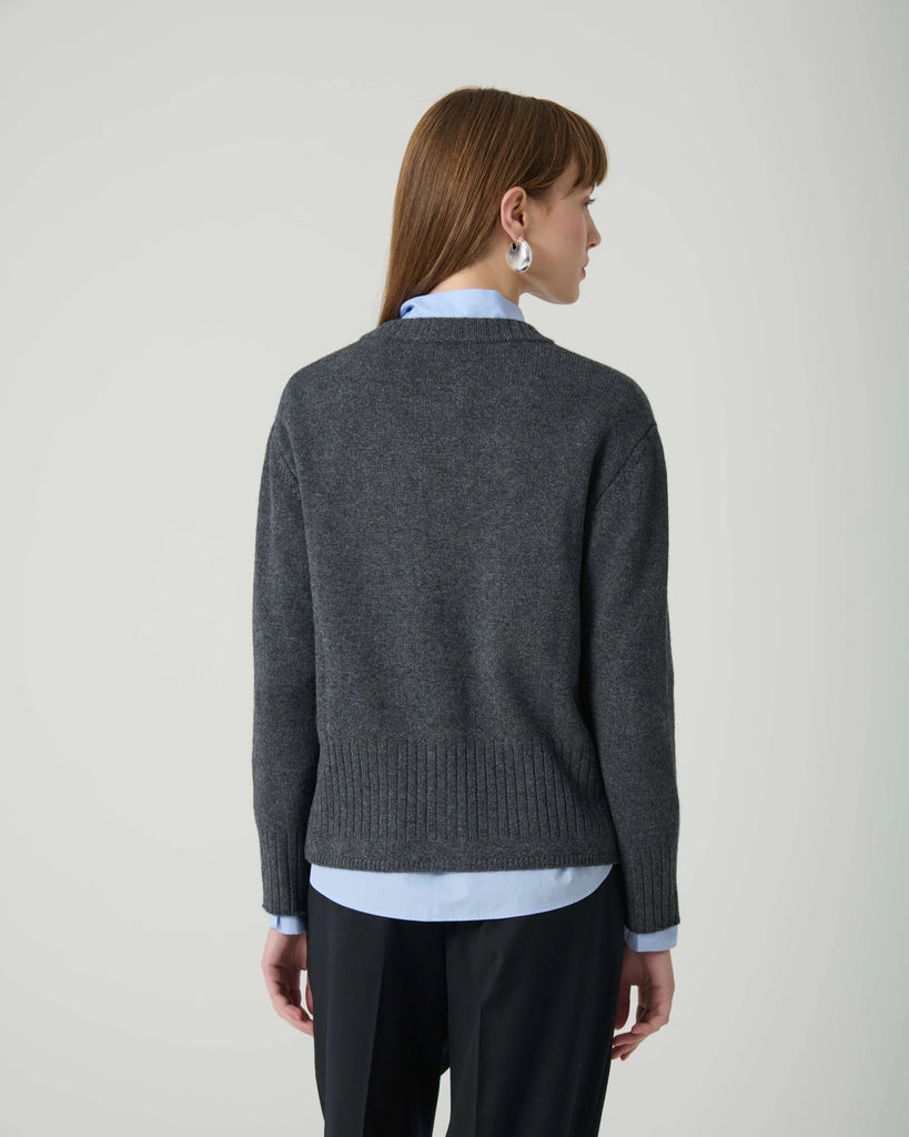BEATRICE B GREY CASHMERE BLEND CARDIGAN