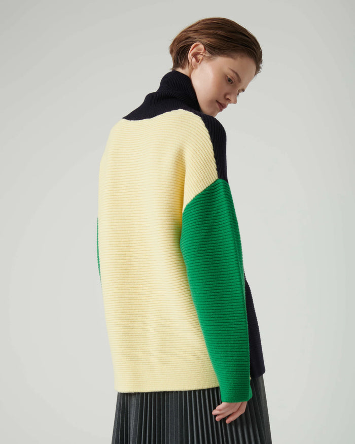 BEATRICE B BLOCK KNIT SWEATER