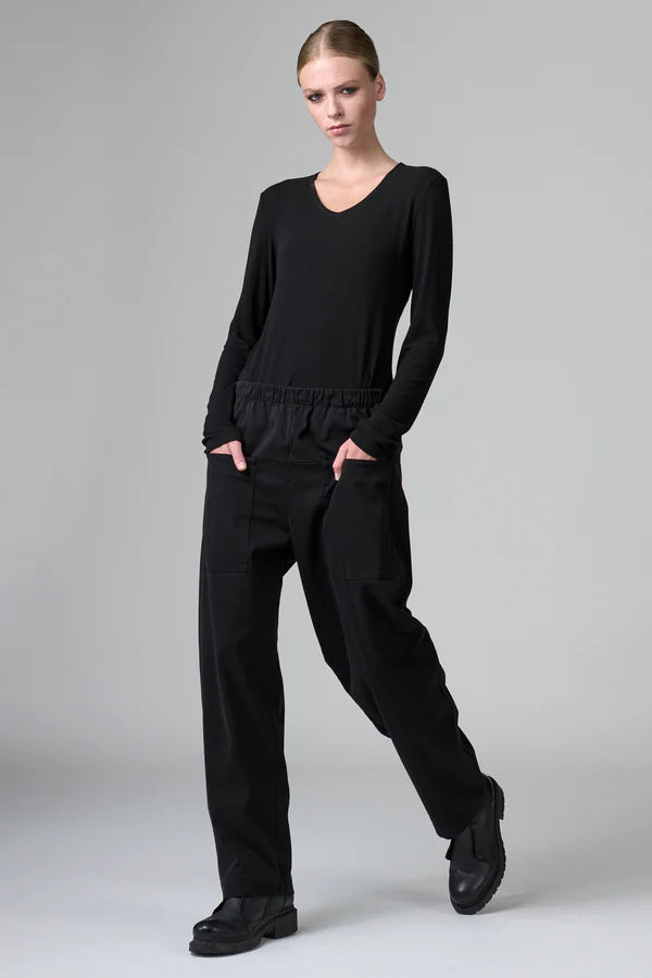 TRANSIT BLACK COTTON TROUSER
