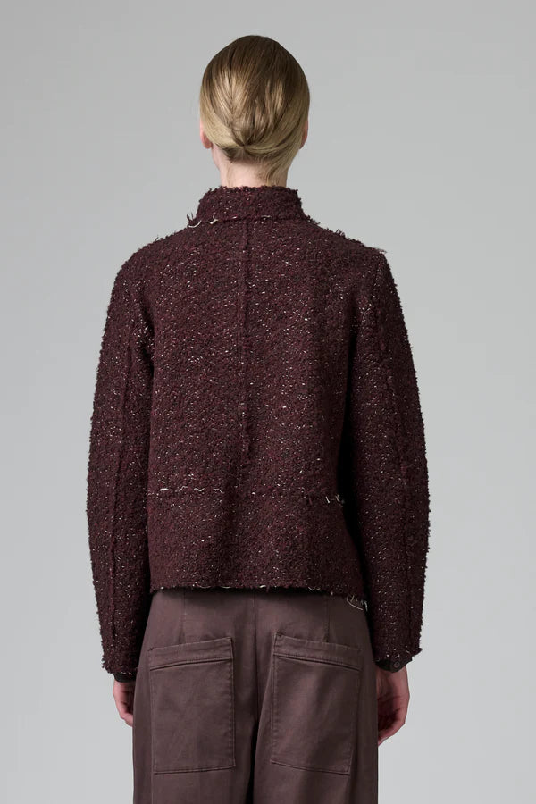 TRANSIT PLUM TWEED BOUCLE JACKET