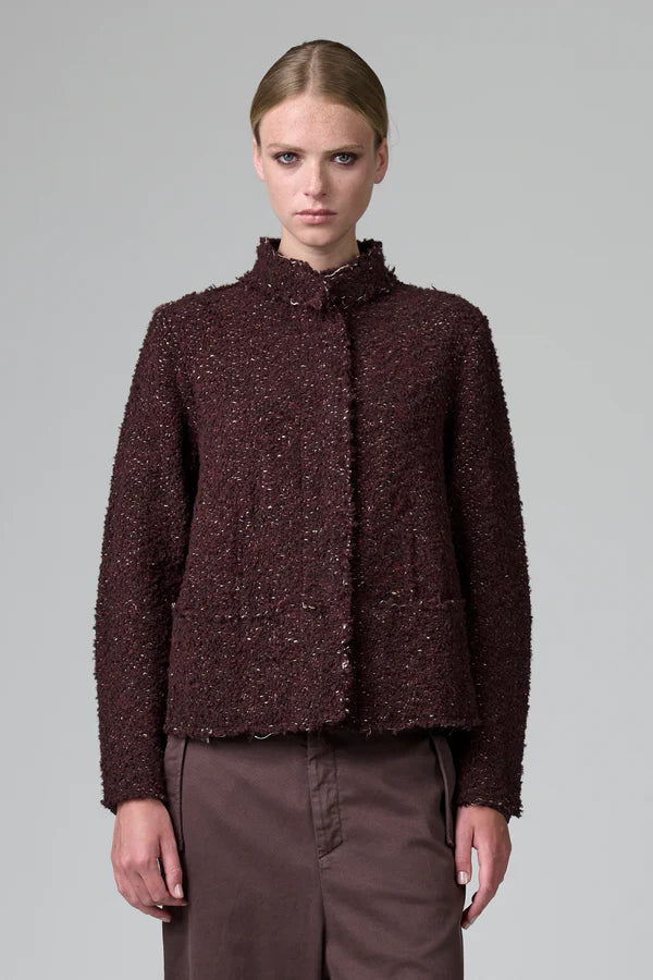 TRANSIT PLUM TWEED BOUCLE JACKET
