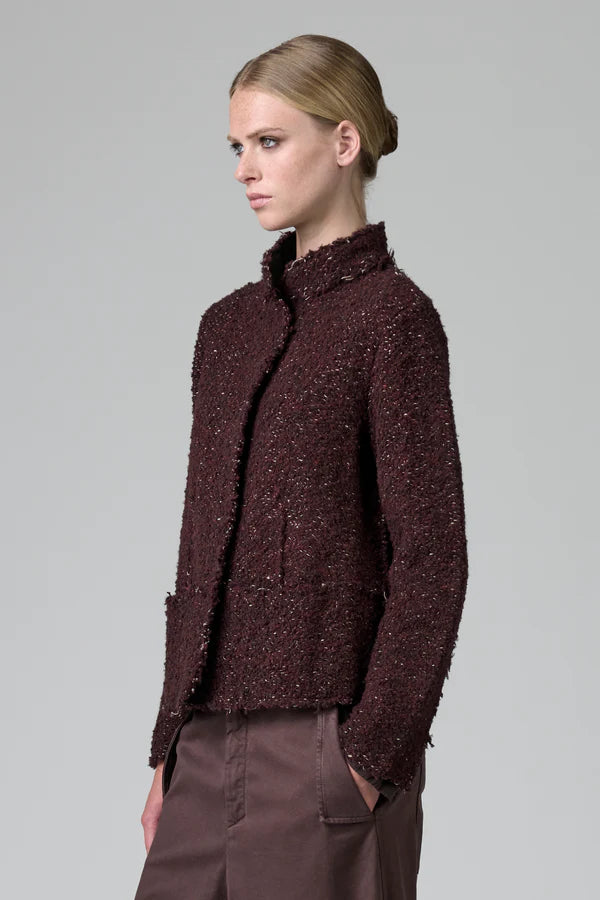 TRANSIT PLUM TWEED BOUCLE JACKET