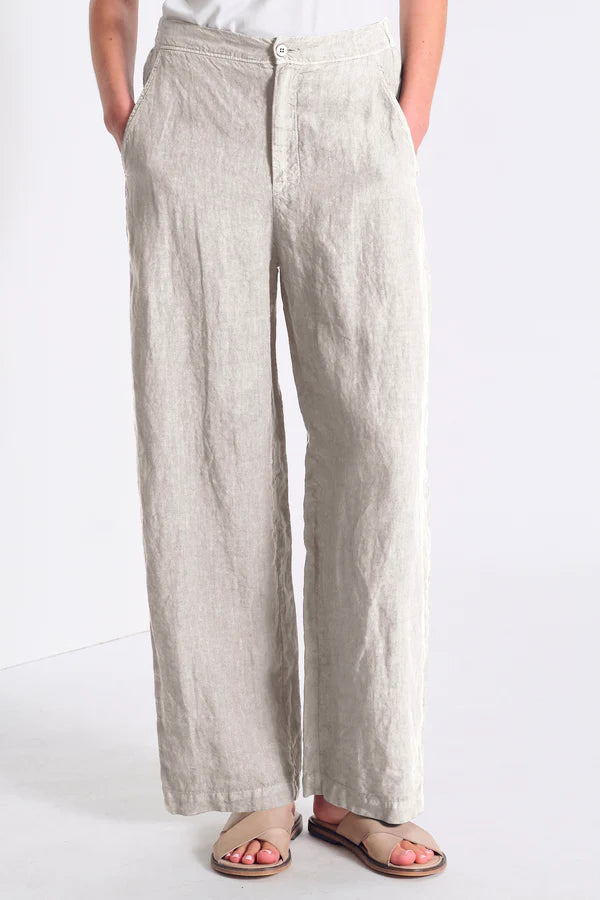 TRANSIT CHALK WIDE LINEN TROUSER - White Bicycle