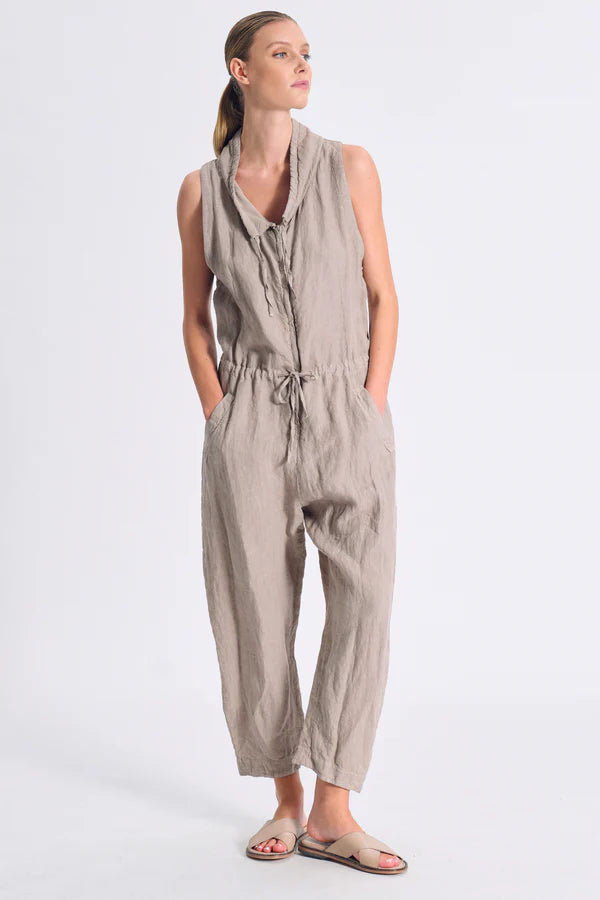 TRANSIT LINEN JUMPSUIT - White Bicycle