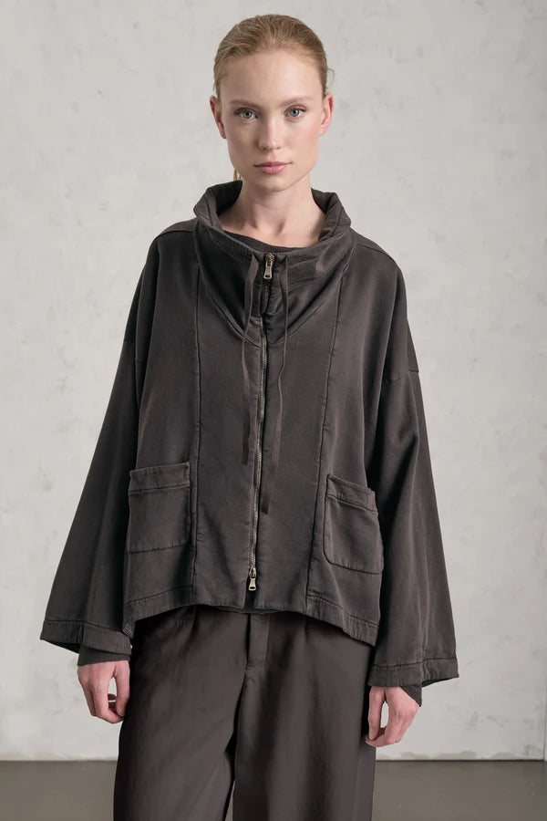 TRANSIT CHOCOLATE WIDE JERSEY JACKET