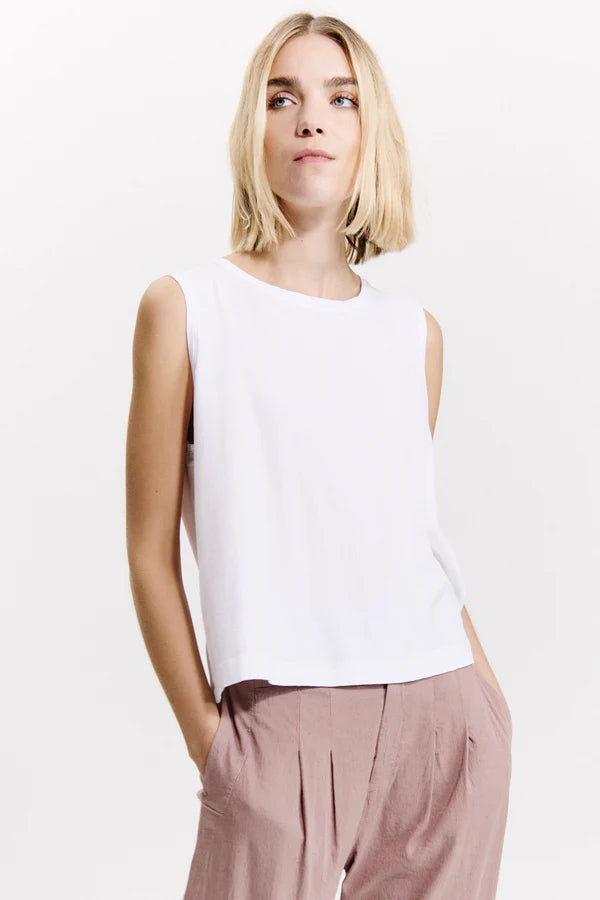 TRANSIT WHITE FLARED TANK TOP