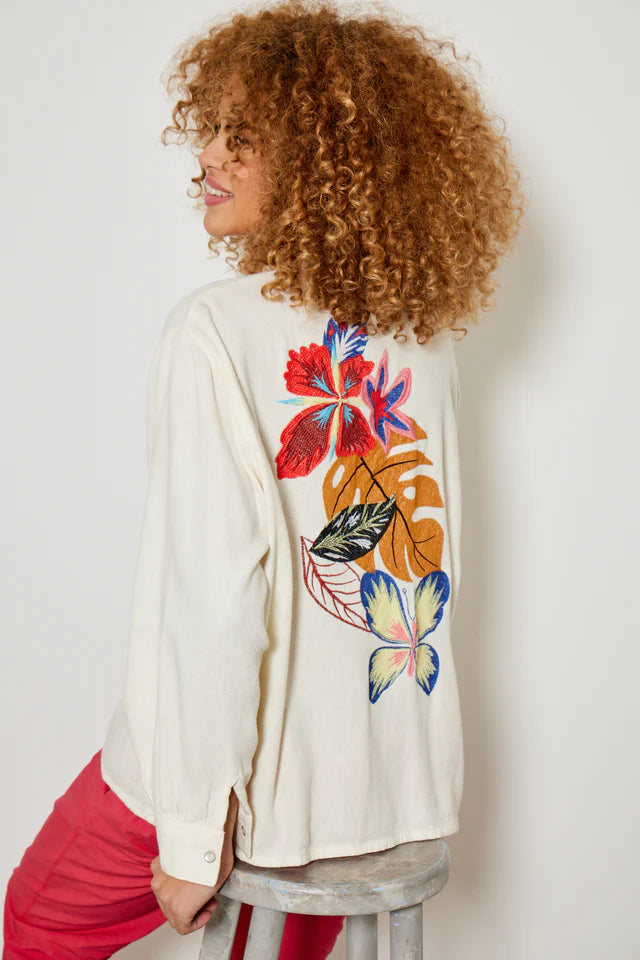 FIVE CREAM EMBROIDERED SHIRT