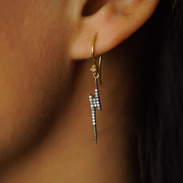 KIRSTIE LE MARQUE DROP DIAMOND LIGHTNING BOLT EARRINGS