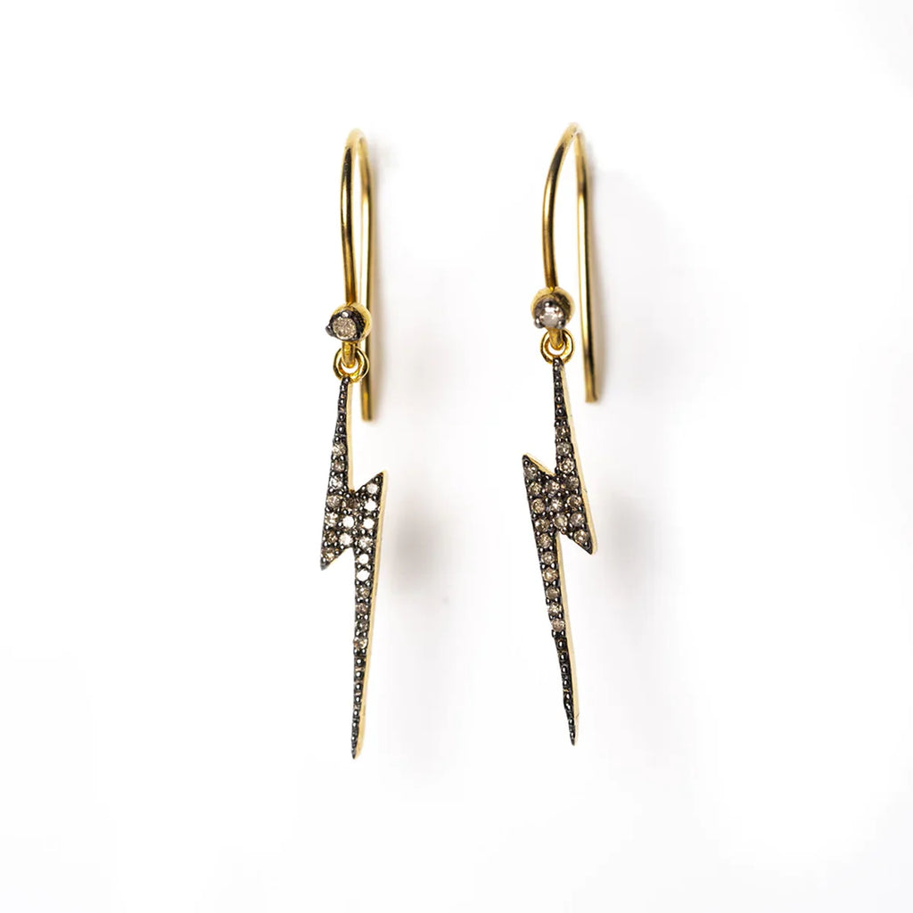 KIRSTIE LE MARQUE DROP DIAMOND LIGHTNING BOLT EARRINGS