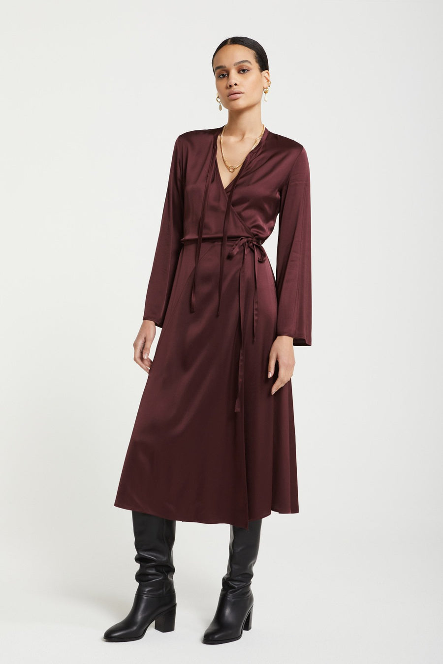 OTTOD'AME FLUID VISCOSE WRAP DRESS