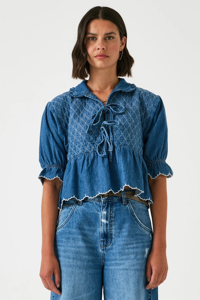 SEVENTY AND MOCHI DENIM HEIDI BLOUSE